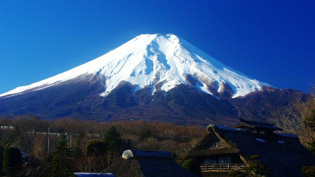 Nejvyšší hora Japonska Fudži v lednu 2008