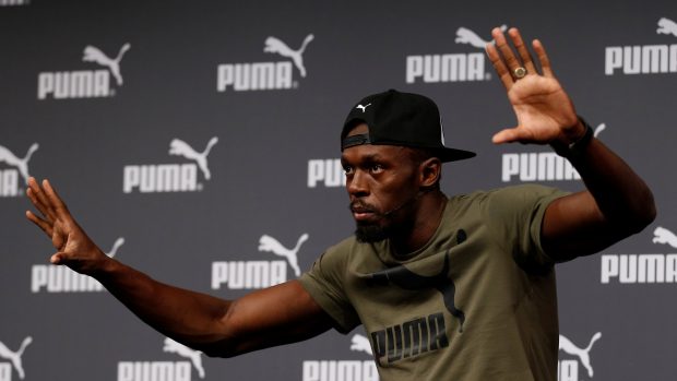 Usain Bolt při tiskové konferenci před světovým šampionátem