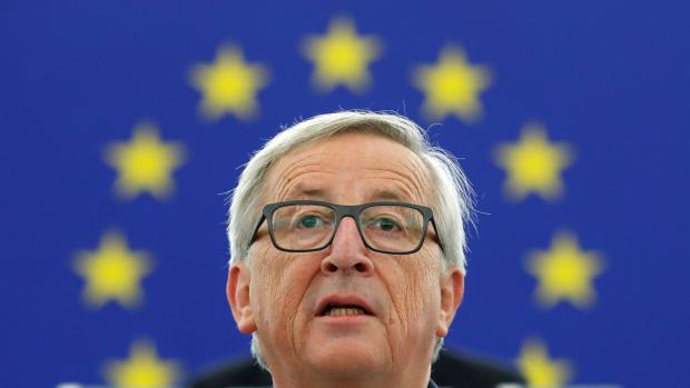 Předseda Evropské komise Jean-Claude Juncker při projevu o stavu unie ve Štrasburku v září 2017