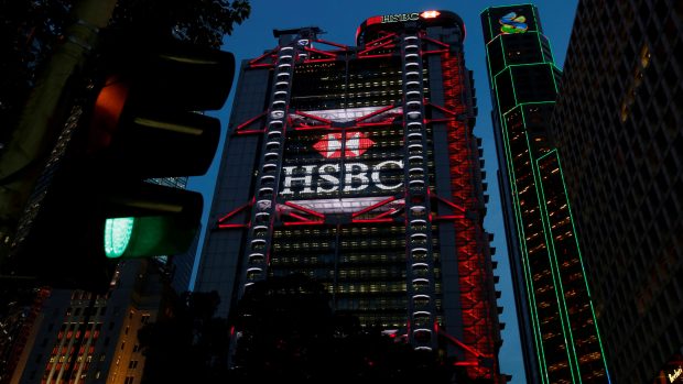 Budova britské banky HSBC v Hongkongu