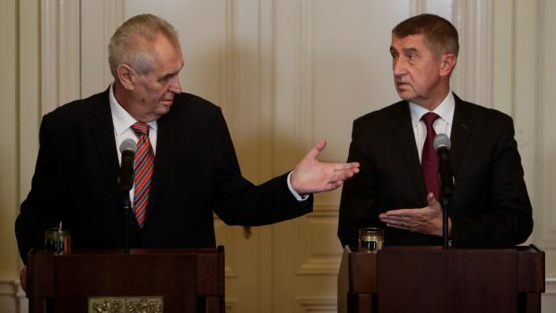 Miloš Zeman na setkání s Andrejem Babišem