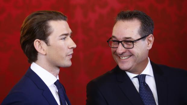 Rakouský kancléř Sebastian Kurz a vicekancléř Heinz-Christian Strache