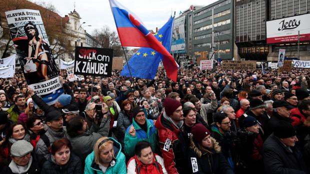 Demonstrace nazvaná Za slušné Slovensko v Bratislavě