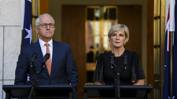 Australský premiér Malcolm Turnbull a ministryně zahraničí Julie Bishopová