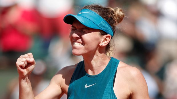 Simona Halepová po vítězném čtvrtfinále na French Open.
