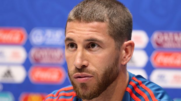 Španělský kapitán Sergio Ramos na tiskové konferenci.