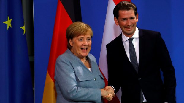 Německá kancléřka Angela Merkelová a rakouský kancléř Sebastian Kurz.