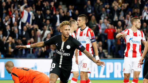 Neymar slaví další trefu proti bělehradskému celku