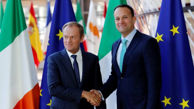 Předseda Evropské rady Donald Tusk (vlevo) a irský premiér Leo Varadkar