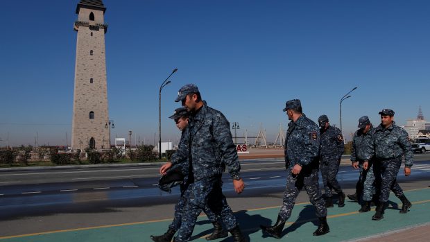 Policisté v hlavním městě Ingušska Magasu (archivní foto)