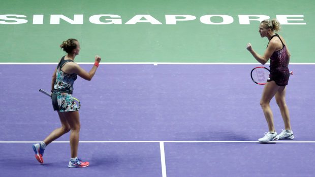 Barbora Krejčíková a Kateřina Siniaková v Singapuru