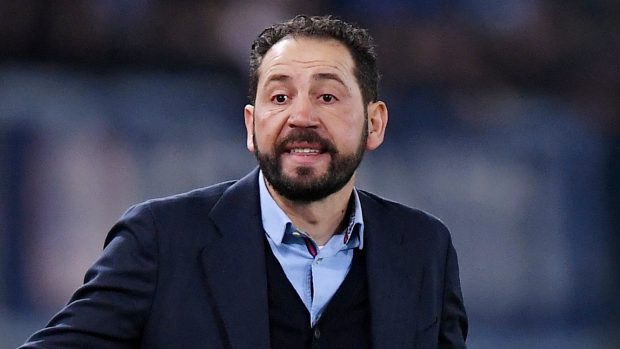 Pablo Machín během utkání Sevilly s Laziem Řím.