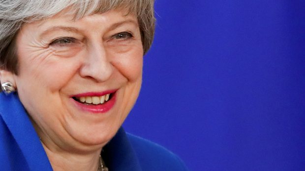 Theresa Mayová na summitu EU k brexitu.