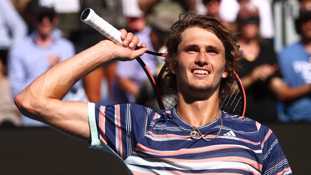 Tenista Alexander Zverev po vítězství na Australian Open nad Stanem Wawrinkou.