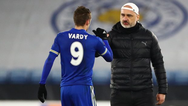 Jindřich Trpišovský a Jamie Vardy