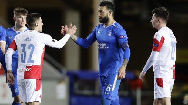 Fotbalisté Slavie Praha v úvodním osmifinále Evropské ligy remizovali s Glasgow Rangers 1:1