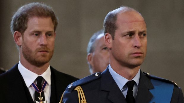 Princové Harry a William na pohřbu královny Alžběty II.