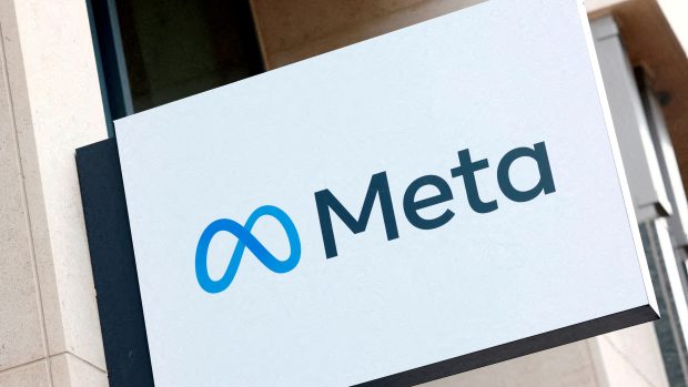 Logo společnosti Meta Platforms v Bruselu