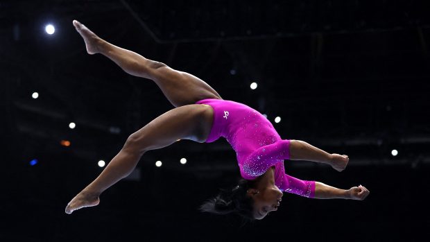 Simone Bilesová na tréninku v Antverpách