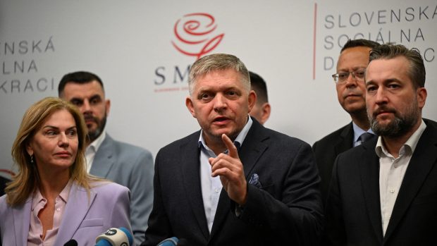 Robert Fico na tiskové konferenci Smeru po parlamentních volbách