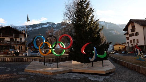 Olympijské symboly v Cortině d&#039;Ampezzo