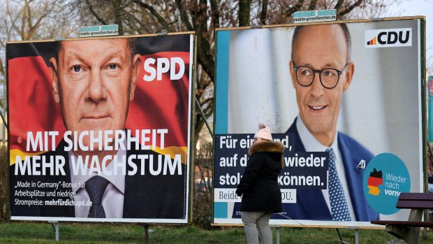 Předvolební plakáty CDU a SPD