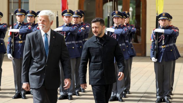 Setkání českého prezidenta Petra Pavla s ukrajinským prezidentem Volodymyrem Zelenským na Pražském hradě v Praze 4. května 2025