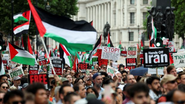 Propalestinský protest v Londýně