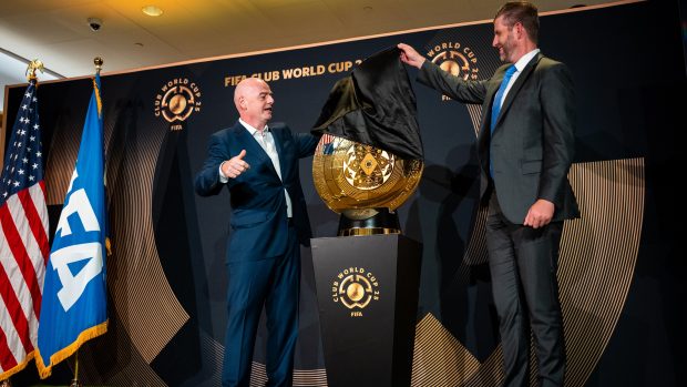 Gianni Infantino a Eric Trump na slavnostním otevření kanceláře FIFA v Trump Tower