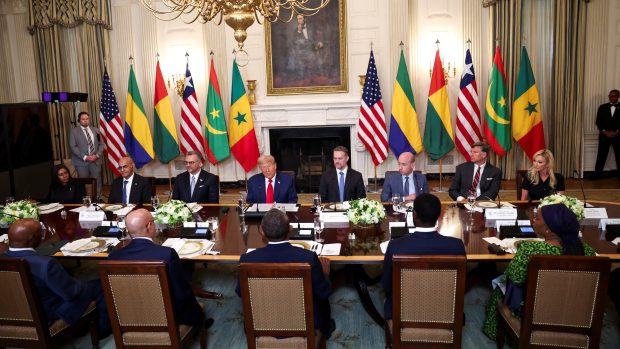 Donald Trump na schůzce s představiteli Gabonu, Guiney-Bissau, Libérie, Mauritánie a Senegalu
