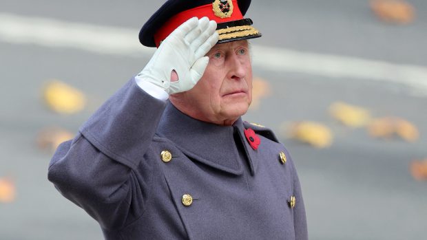 Britský král Karel III. vedl v centru Londýna tradiční ceremonii k uctění vojáků padlých v obou světových válkách a dalších konfliktech