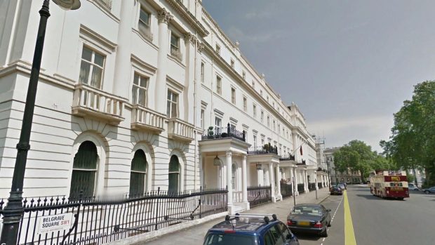 Rezidence na 5 Belgrave Square v Londýně, která má patřit ruskému „hliníkovému králi&quot; Olegu Děripaskovi.