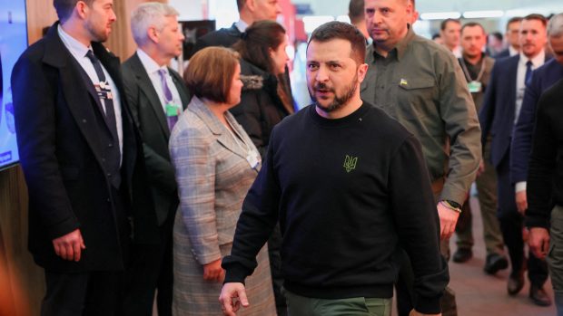 Volodymyr Zelenskyj na ekonomickém foru v Davosu 16. ledna 2024