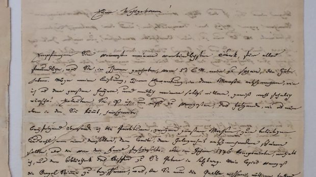 Vlastnoručně psaný dopis, jehož autorem je syn Wolfganga Amadea Mozarta Franz Xaver Wolfgang Mozart