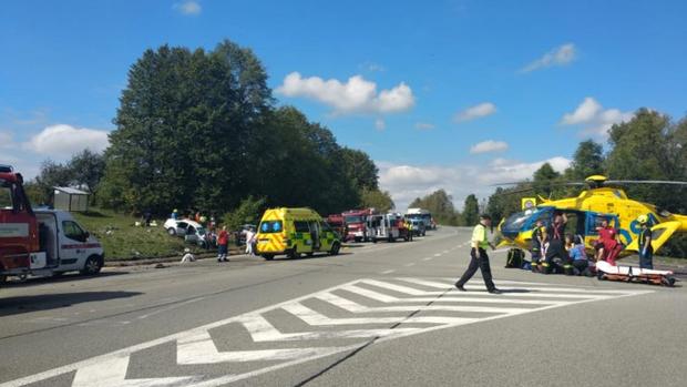 Dopravní nehoda na křižovatce u obce Týnišťko na Orlickoústecku