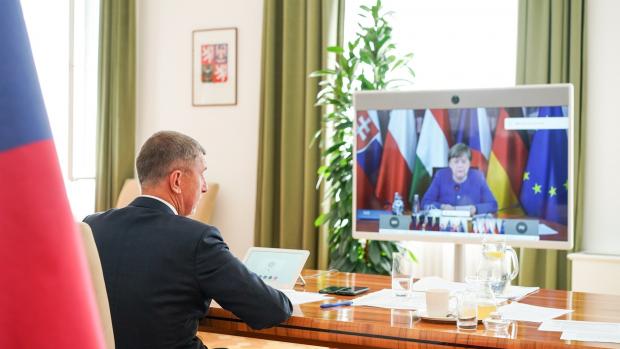 Jednání premiéra Andreje Babiše s německou kancléřkou Angelou Merkelovou prostřednictvím videokonference