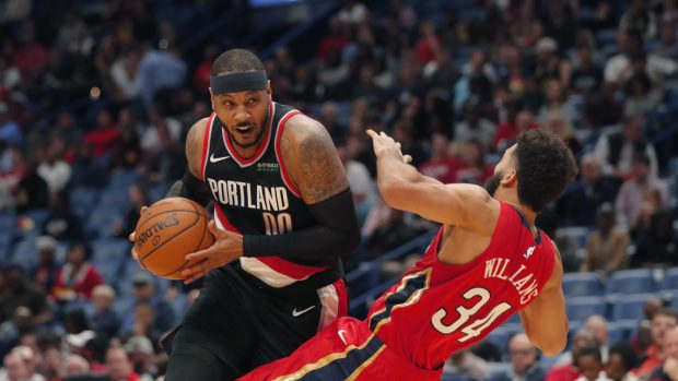 Carmelo Anthony při svém debutu v dresu Portlandu