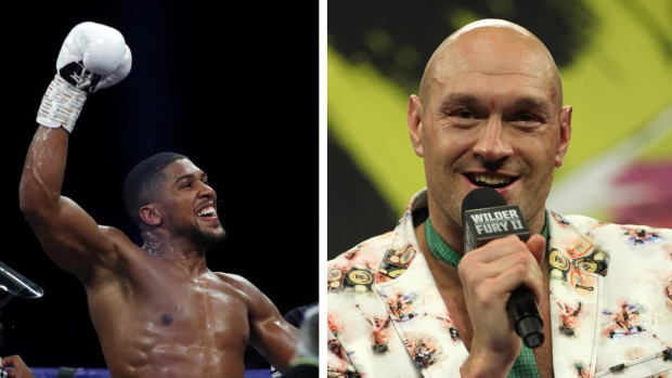 Boxeři Anthony Joshua (vlevo) a Tyson Fury