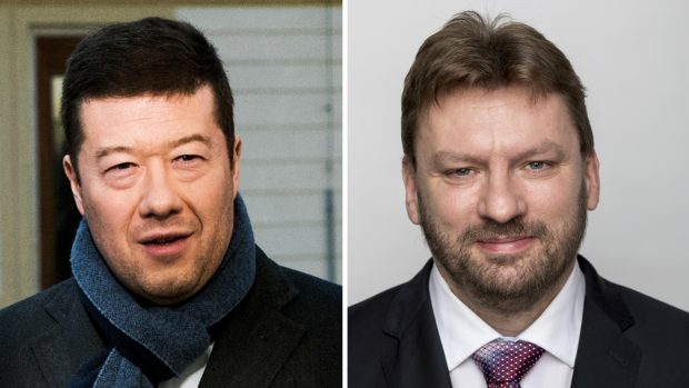 Předseda SPD Tomio Okamura a poslanec SPD Lubomír Volný