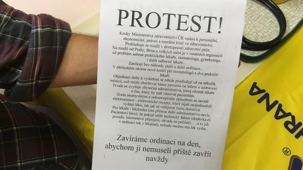 Oznam o protestu lékařů