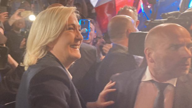 Marine Le Penová na mítinku v Arrasu