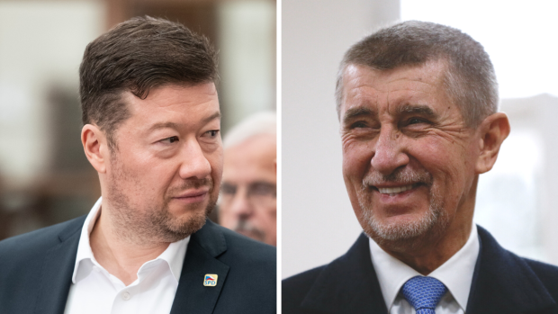 Šéfové opozičních stran Tomio Okamura a Andrej Babiš