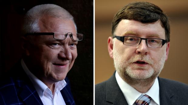 Předseda poslaneckého klubu ANO Jaroslav Faltýnek a předseda poslaneckého klubu ODS Zbyněk Stanjura