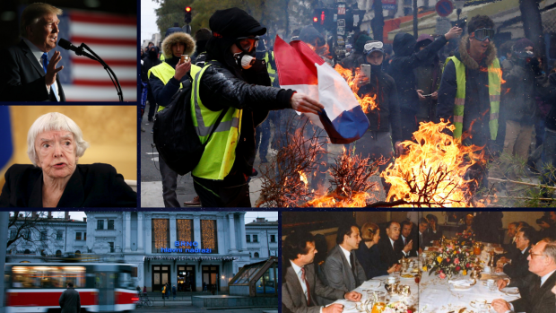 Co přinesl druhý adventní víkend? Protesty ve Francii, nové zprávy o prezidentské kampani v USA, začátek výluky v Brně a změny jízdních řádů, smrt obhájkyně lidských práv Alexejevové i výročí 30 let od setkání francouzského prezidenta Mitteranda s českými disidenty.