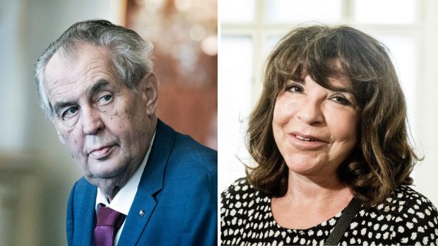 Prezident Miloš Zeman a vnučka spisovatele Ferdinanda Peroutky Terezie Kaslová