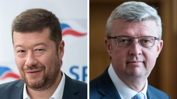 Kandidáti na šestého místopředsedy sněmovny Tomio Okamury (SPD) a Karel Pavlíček (ANO)