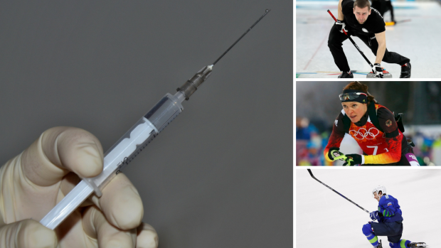 V Pchjongčchangu dopingoví inspektoři zatím odhalili v soutěžních testech dva dopující sportovce: slovinského hokejistu Žigo Jegliče 
a ruského curlera Alexandra Krušelnického. Na olympiádě v Soči pak třeba německou biatlonistku Evi Sachenbacherová-Stehleová
