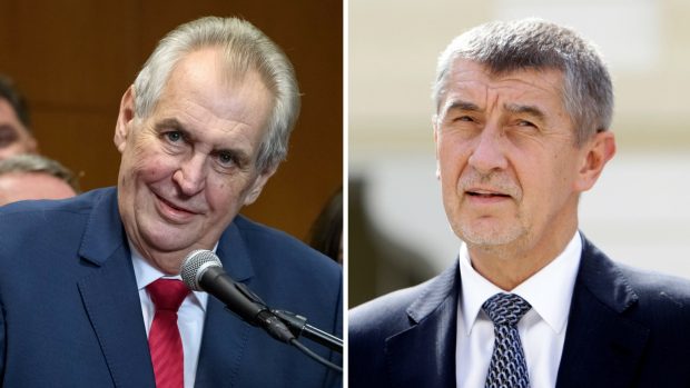 Prezident Miloš Zeman a premiér v demisi Andrej Babiš
