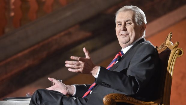 Prezident Miloš Zeman během debaty v Rudolfinu