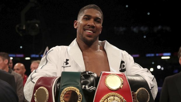 Anthony Joshua po vítězství nad Josephem Parkerem.